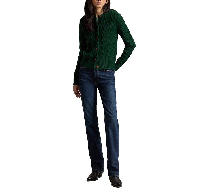 Polo Ralph Lauren Women's Cable-Knit Wool-Cashmere Cardigan College Green