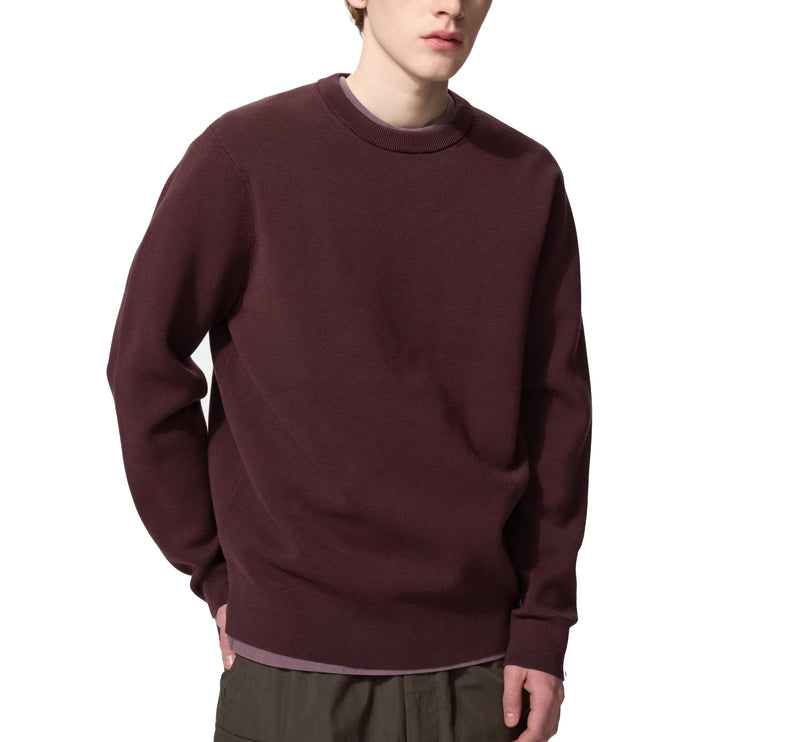Uniqlo Unisex Washable Milano Ribbed Crew Neck Sweater 19 Wine
