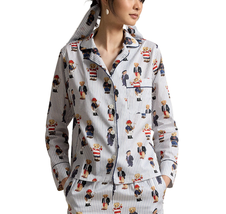 Polo Ralph Lauren Women's Polo Bear Cotton Sateen Pajama Set Evergreen