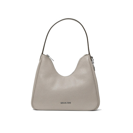 Michael Kors Women's Nayla Small Pebbled Leather Hobo Shoulder Bag Pearl Grey