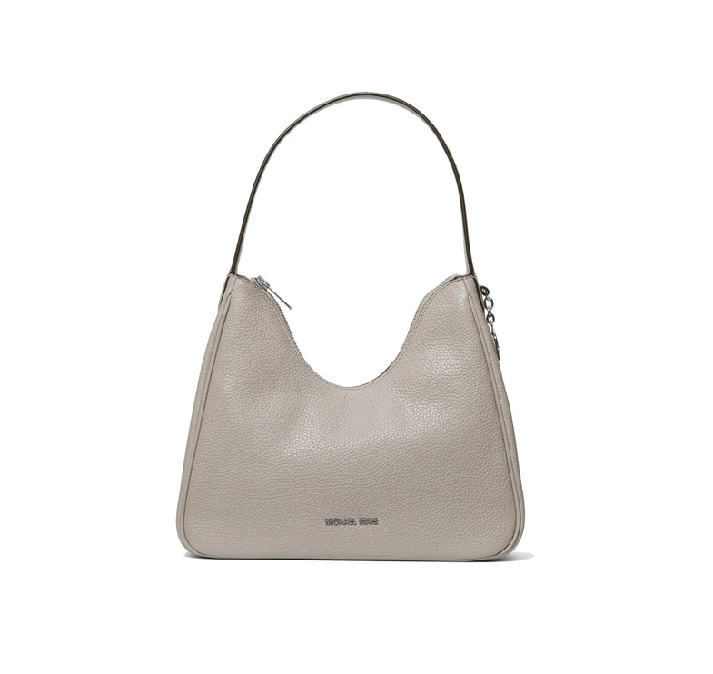 Michael Kors Women's Nayla Small Pebbled Leather Hobo Shoulder Bag Pearl Grey