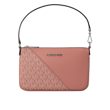 Michael Kors Women's Jet Set Travel Small Signature Logo and Smooth Wristlet Sunset Rose