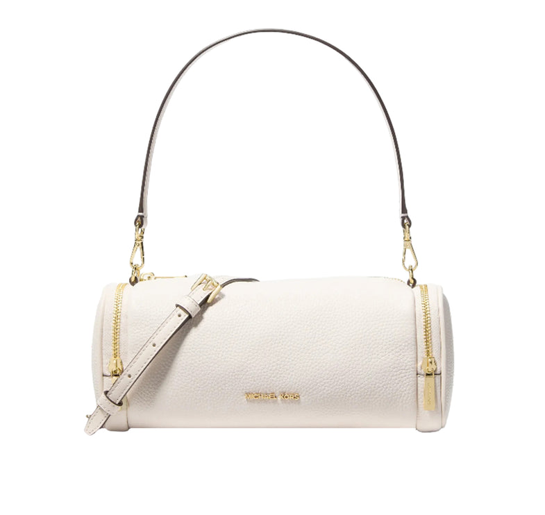 Michael Kors Women's Jet Set Travel Small Pebbled Leather Convertible Crossbody Bag Light Cream