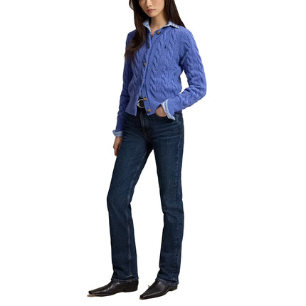 Polo Ralph Lauren Women's Cable-Knit Wool-Cashmere Cardigan Dockside Blue Heather