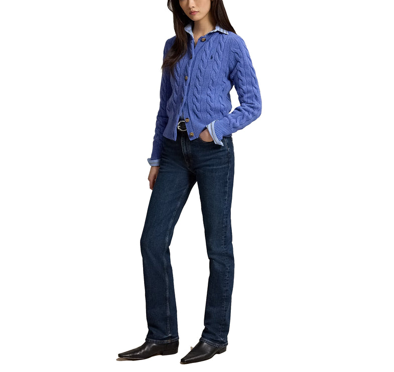Polo Ralph Lauren Women's Cable-Knit Wool-Cashmere Cardigan Dockside Blue Heather