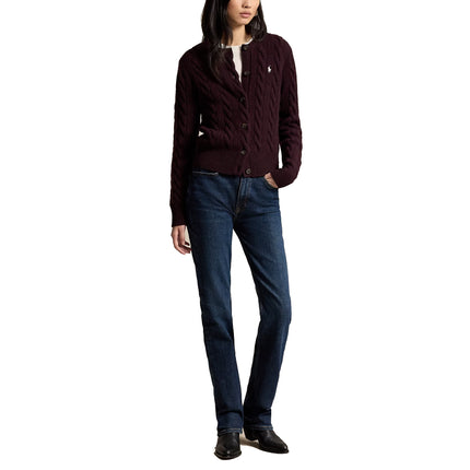 Polo Ralph Lauren Women's Cable-Knit Wool-Cashmere Cardigan Damson Melange