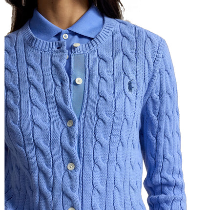 Polo Ralph Lauren Women's Cable-Knit Cotton Crewneck Cardigan New Litchfield Blue