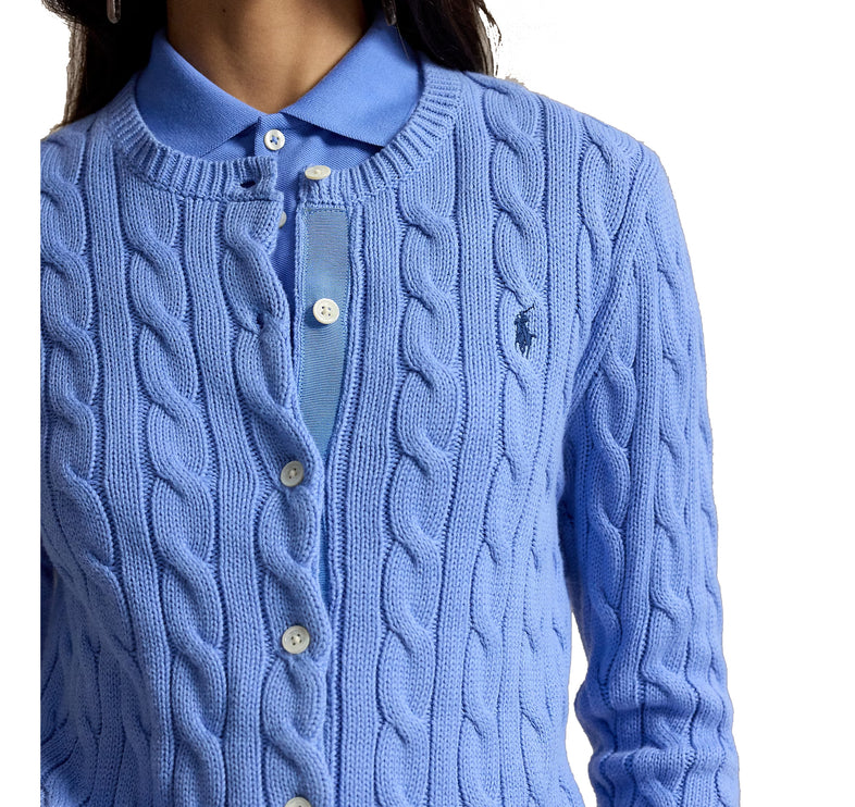 Polo Ralph Lauren Women's Cable-Knit Cotton Crewneck Cardigan New Litchfield Blue