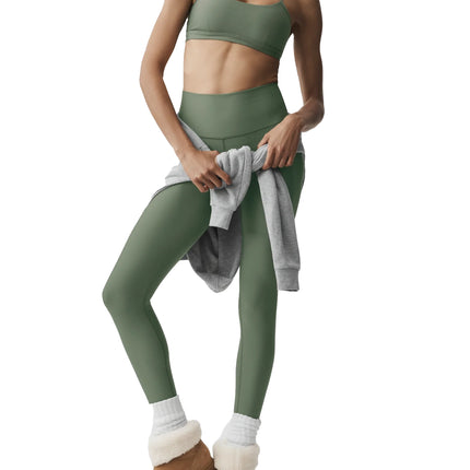 alo Women's Airlift Intrigue Bra Bamboo Green