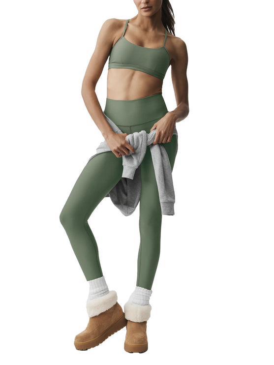 alo Women's Airlift Intrigue Bra Bamboo Green