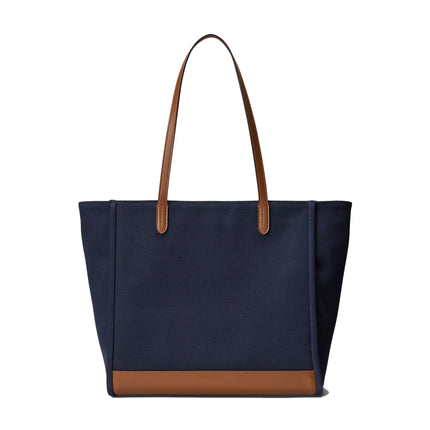 Polo Ralph Lauren Women's Dog-Embroidered Large Cameryn Tote Bag Lauren Navy/Lauren Tan