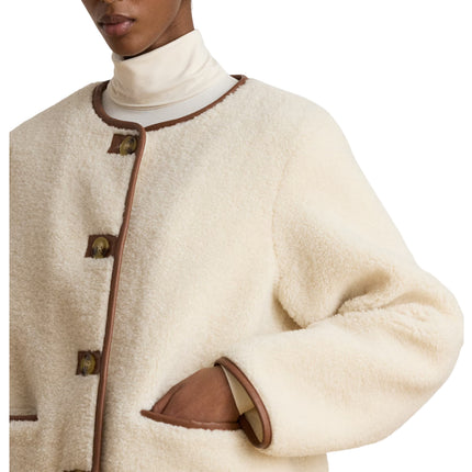 Polo Ralph Lauren Women's Faux-Leather-Trim Faux-Fur Teddy Coat Cream