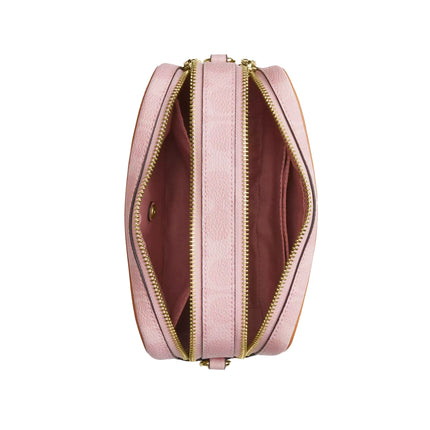 Coach Women's Mini Carey Crossbody Bag In Signature Canvas With Charms Gold/Powder Pink