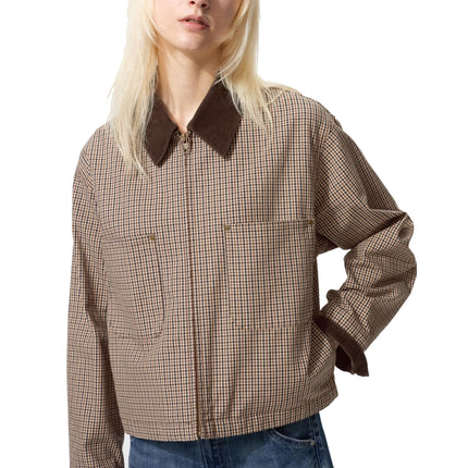 Uniqlo Unisex Zip Up Short Jacket | Check 34 Brown