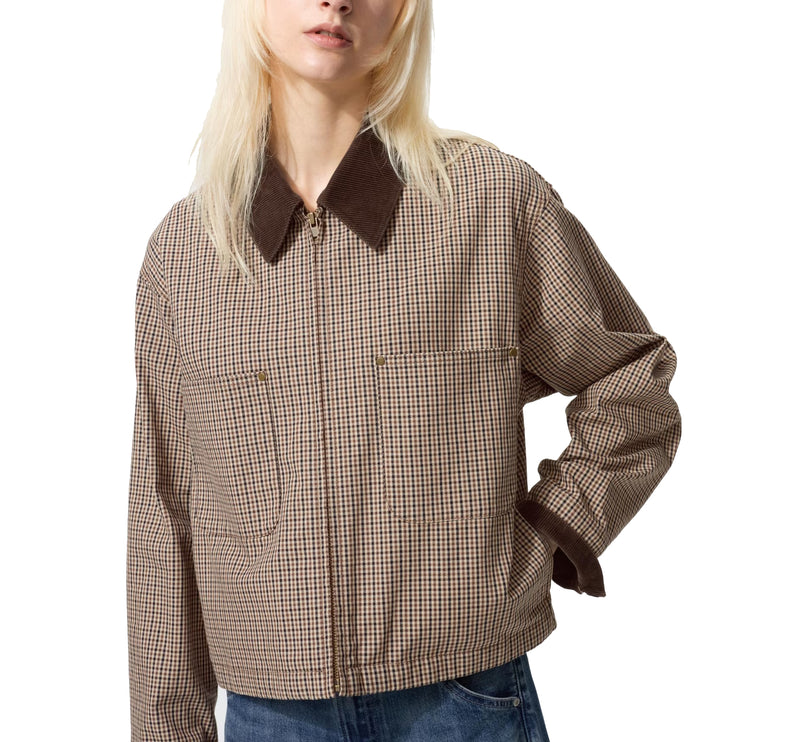 Uniqlo Unisex Zip Up Short Jacket | Check 34 Brown