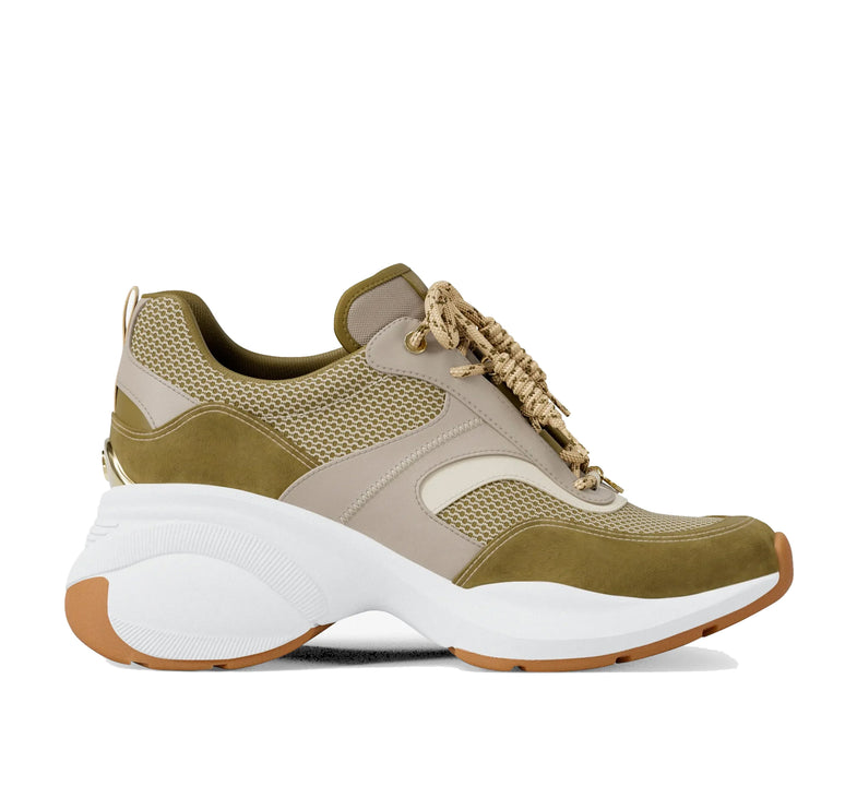 Michael Kors Women's Kaia Mixed-Media Trainer Oregano Multi