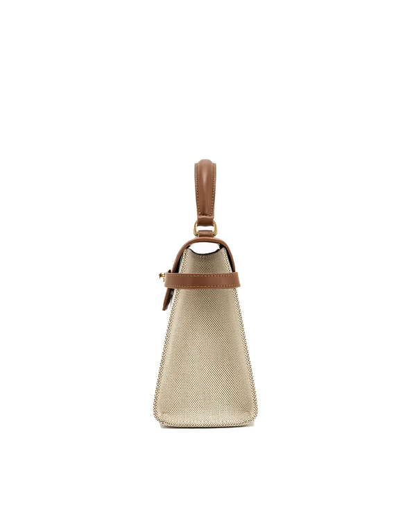 JW PEI Women's Elise Large Top Handle Bag Brown Canvas