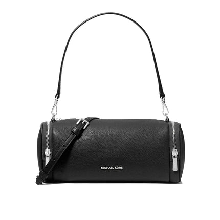 Michael Kors Women's Jet Set Travel Small Pebbled Leather Convertible Crossbody Bag Silver/Black