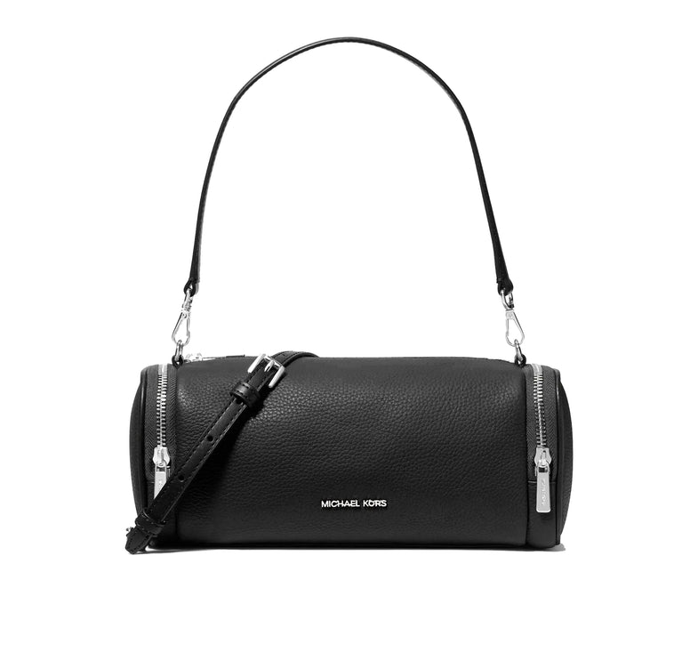 Michael Kors Women's Jet Set Travel Small Pebbled Leather Convertible Crossbody Bag Silver/Black