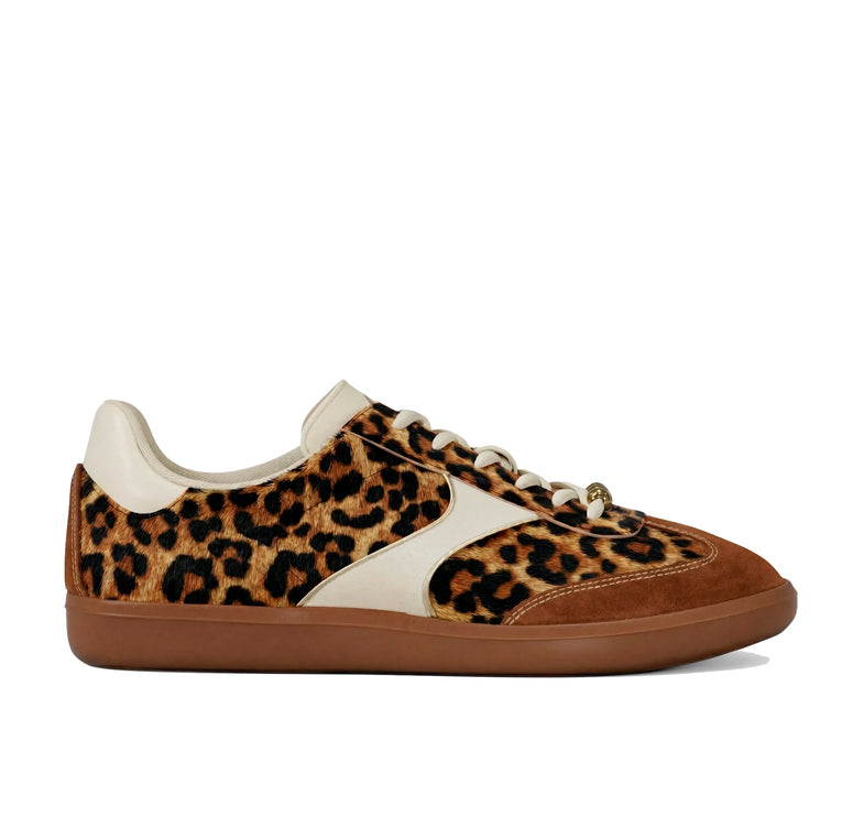Michael Kors Women's Sammy Leopard Print Calf Hair Sneaker Dark Camel Multi