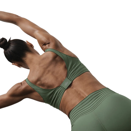 alo Women's Airlift Lotus Bra Bamboo Green
