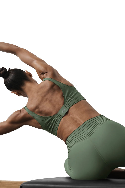 alo Women's Airlift Lotus Bra Bamboo Green