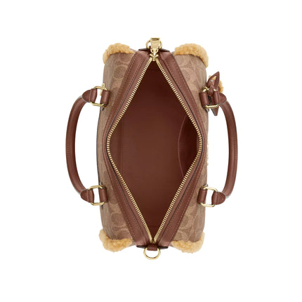 Coach Women's Rowan Satchel Bag In Signature Canvas Gold/Tan/Natural