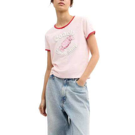 Coach Women's Candy Shop Scoop Neck T-Shirt Pink/Multi