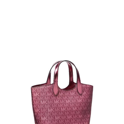 Michael Kors Women's Maya Extra-Small Metallic Signature Logo Crossbody Bag Maroon