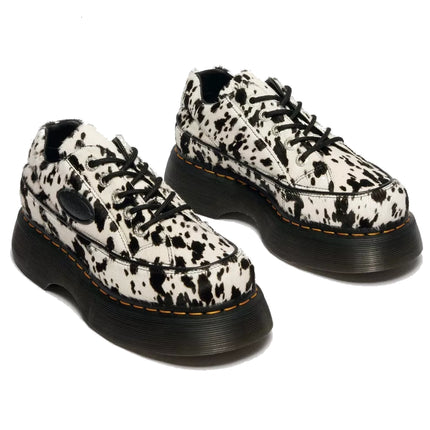 Dr. Martens Women's Buzz 5 Eye Dalmatian Hair On Leather Shoes Cream/Black