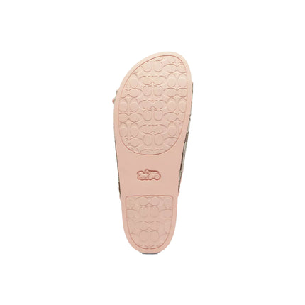 Coach Women's Two Band Buckle Sandal In Signature Jacquard Oak/Candy Pink