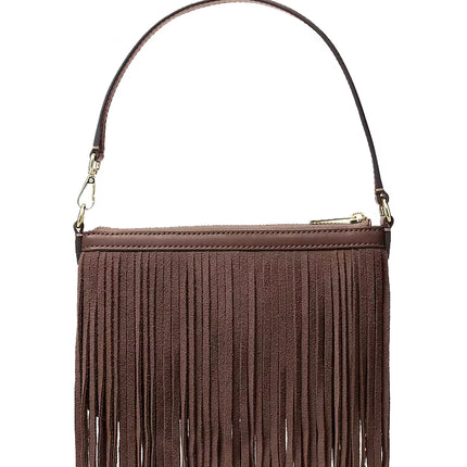 Michael Kors Women's Studded Fringed Microsuede Wristlet Nutmeg