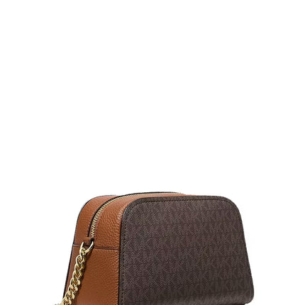Michael Kors Women's Ashton Extra-Small Signature Logo Camera Crossbody Bag Brown/Gold