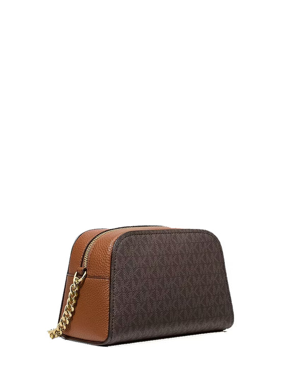 Michael Kors Women's Ashton Extra-Small Signature Logo Camera Crossbody Bag Brown/Gold