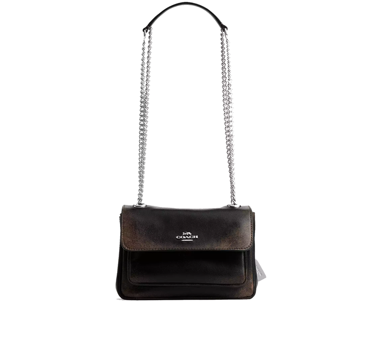 Coach Women's Elodie Crossbody Bag 18 In Loved Leather Silver/Black Brown