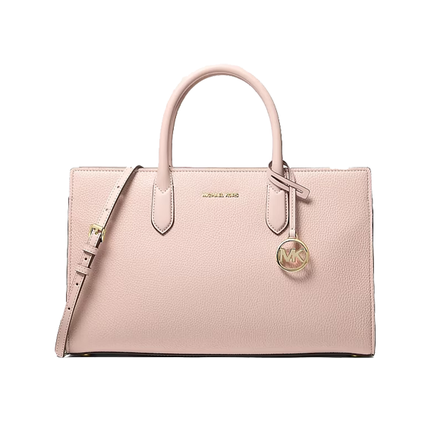 Michael Kors Women's Scarlett Medium Textured Satchel Bag Soft Pink/Gold