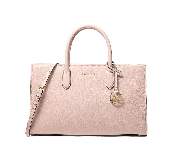 Michael Kors Women's Scarlett Medium Textured Satchel Bag Soft Pink/Gold