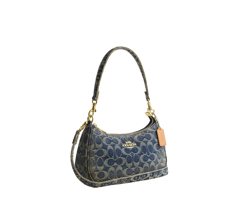 Coach Women's Teri Shoulder Bag In Signature Regenerative Cotton Denim Gold/Denim