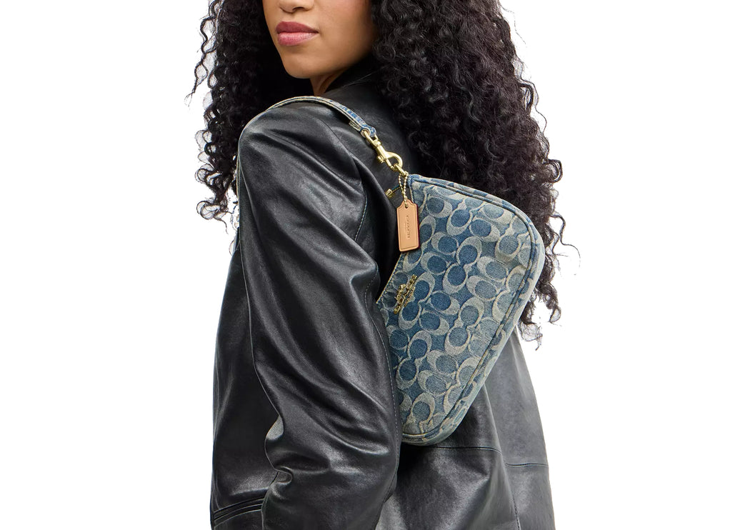 Coach Women's Teri Shoulder Bag In Signature Regenerative Cotton Denim Gold/Denim