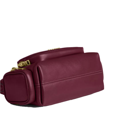 Coach Women's Laurel Shoulder Bag 22 With Pockets Gold/Dark Cherry