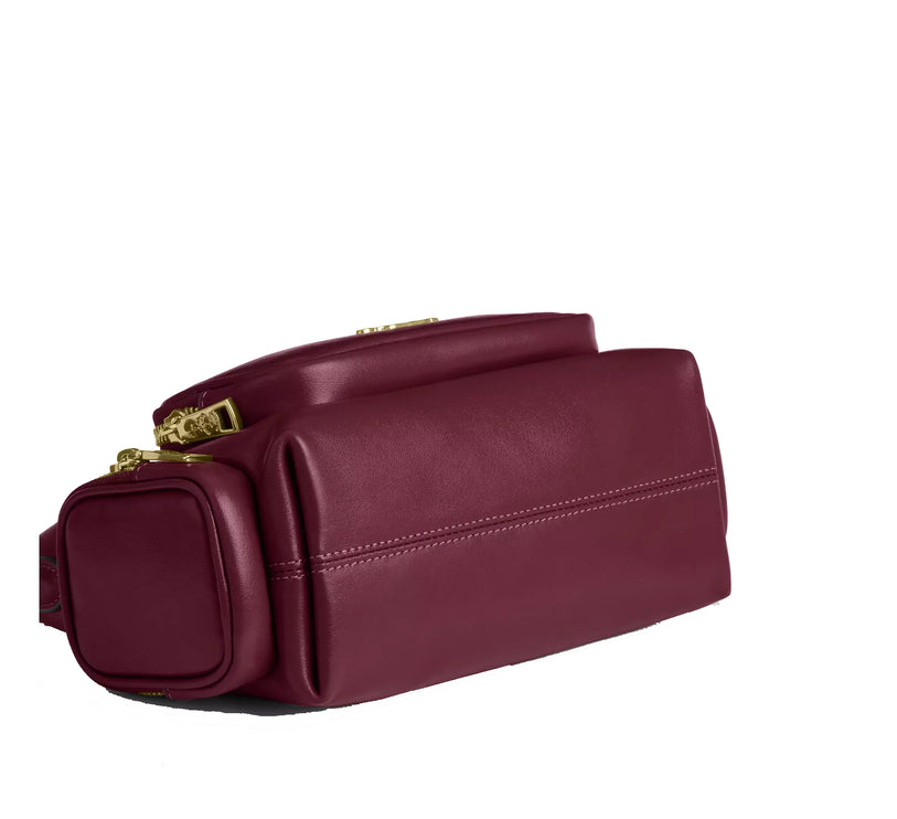 Coach Women's Laurel Shoulder Bag 22 With Pockets Gold/Dark Cherry