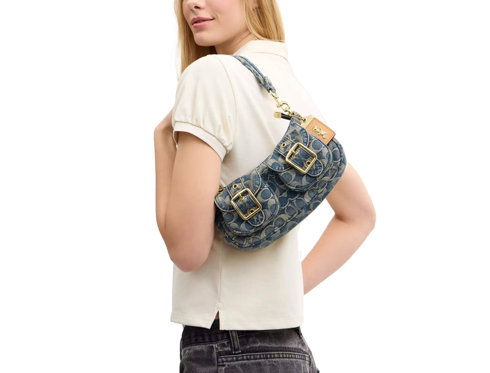 Coach Women's Ashton Bag In Signature Regenerative Cotton Denim Gold/Denim