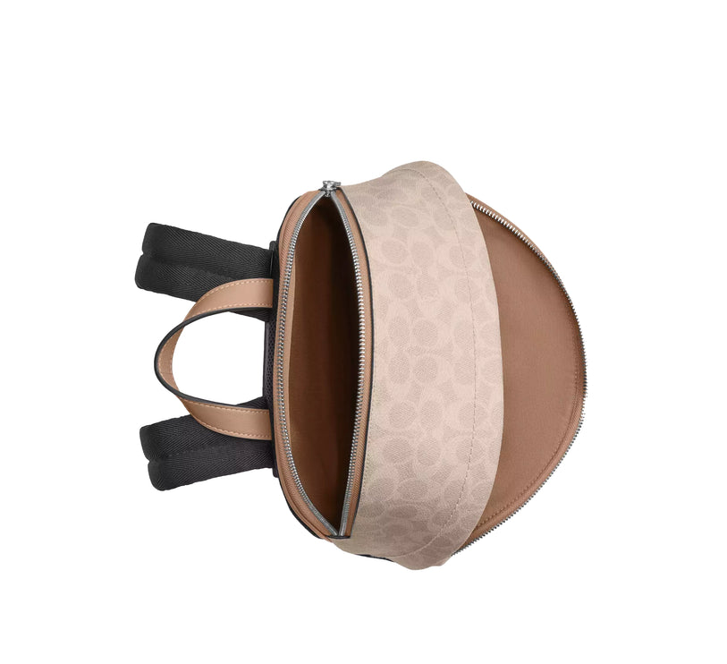 Coach Women's Taylor Small Backpack In Signature Canvas Silver/Sand/Taupe