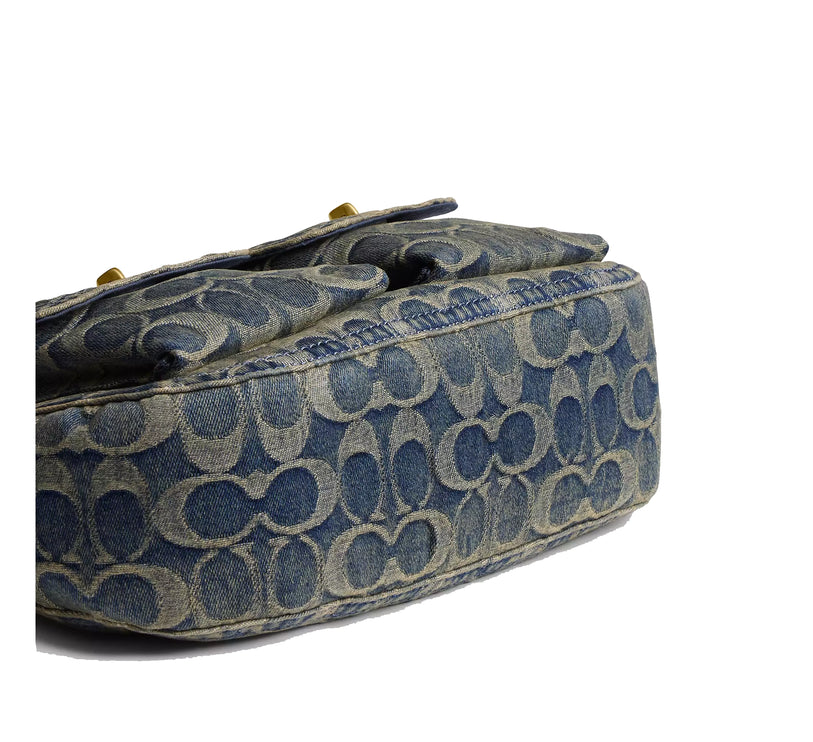 Coach Women's Twin Turnlock Waverly Bag In Signature Regenerative Cotton Denim Brass/Denim