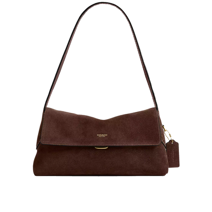 Coach Women's Chelsea Shoulder Bag 26 Suede/Brass/Dark Chocolate