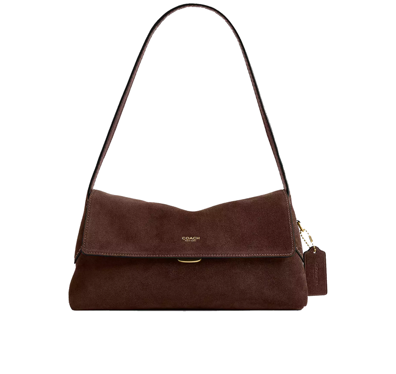 Coach Women's Chelsea Shoulder Bag 26 Suede/Brass/Dark Chocolate