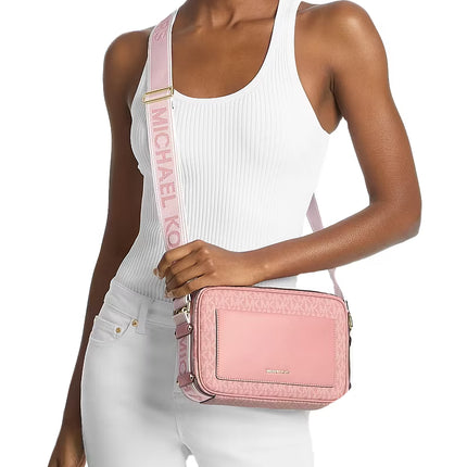 Michael Kors Women's Maeve Large Signature Logo Crossbody Bag Primrose/Gold