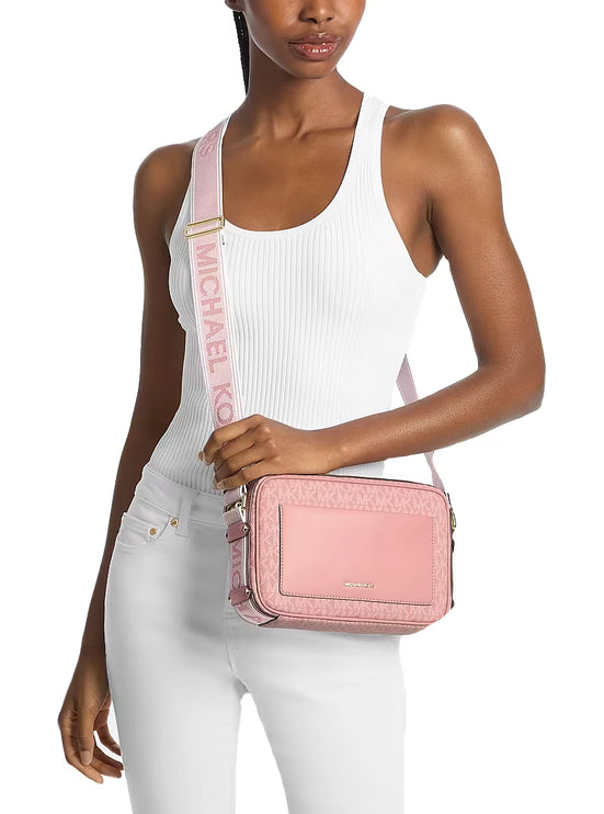 Michael Kors Women's Maeve Large Signature Logo Crossbody Bag Primrose/Gold