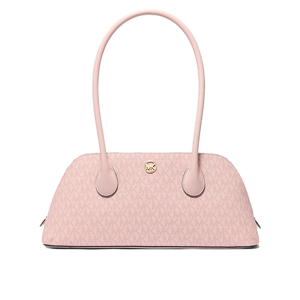 Michael Kors Women's Petra Medium Signature Logo Shoulder Bag Powder Blush/Gold