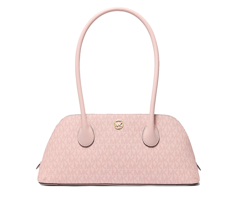 Michael Kors Women's Petra Medium Signature Logo Shoulder Bag Powder Blush/Gold